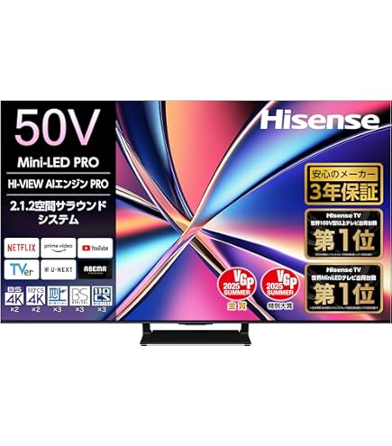 Amazon.co.jp: Hisense 55V Type, 55U7N, 4K Quantum Dot, 144Hz